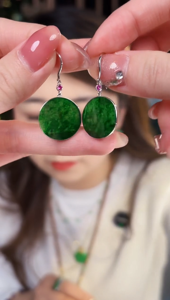 【闪购商品】翡翠耳饰18K金镶嵌 缅料A货/支持复检/一件