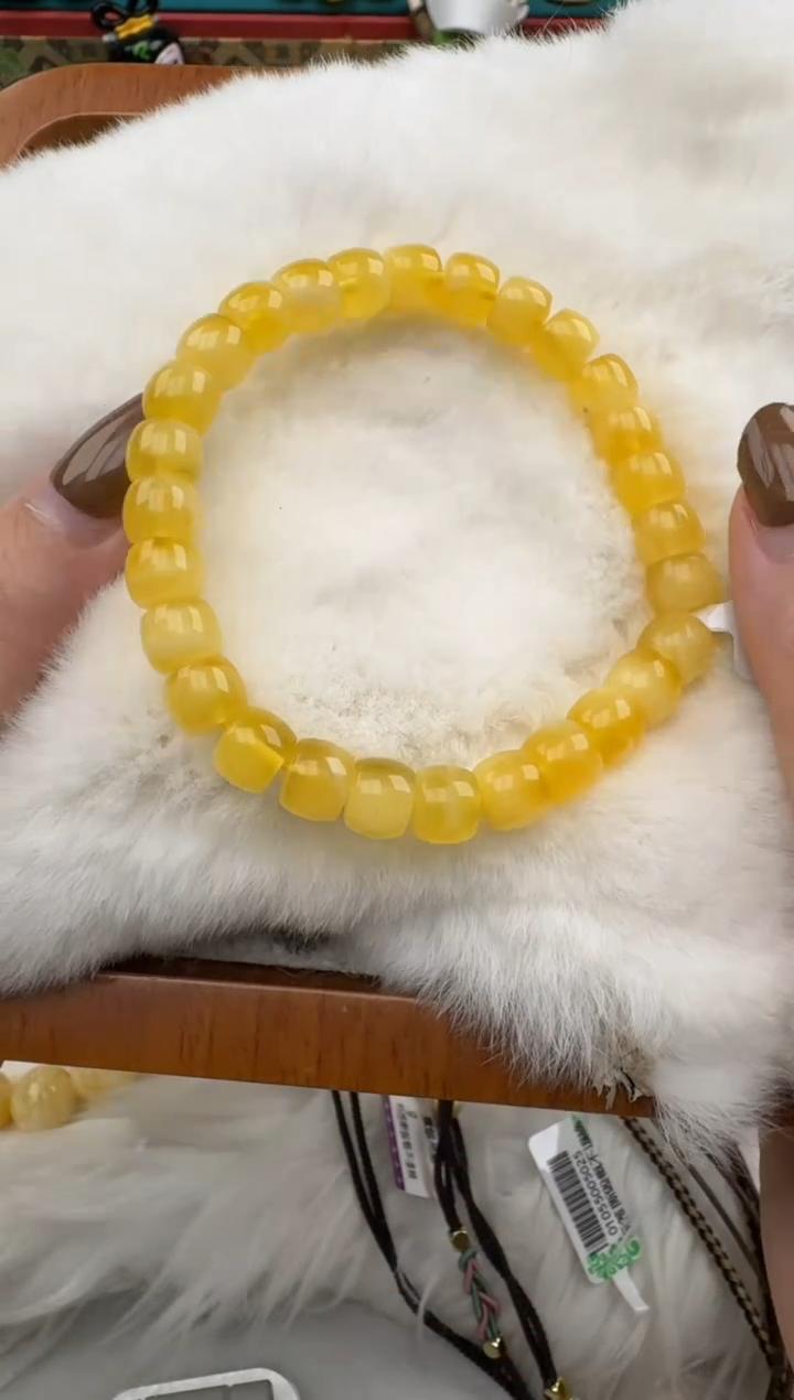 蜜蜡未镶嵌珠宝奇石妖花手串HZ073