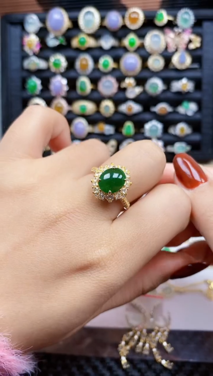 银S925镶嵌戒指翡翠55