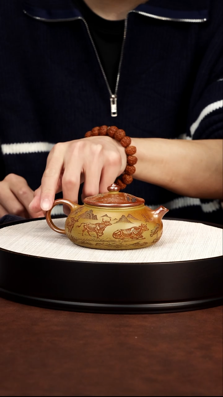 茶壶紫砂柴烧 独钓寒江