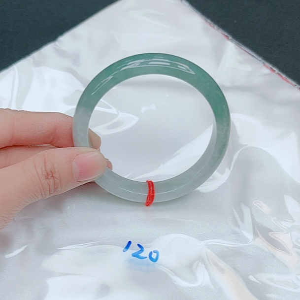  【圈口53~55】缅甸A货翡翠手镯天然玉镯女款半山水手镯880-120