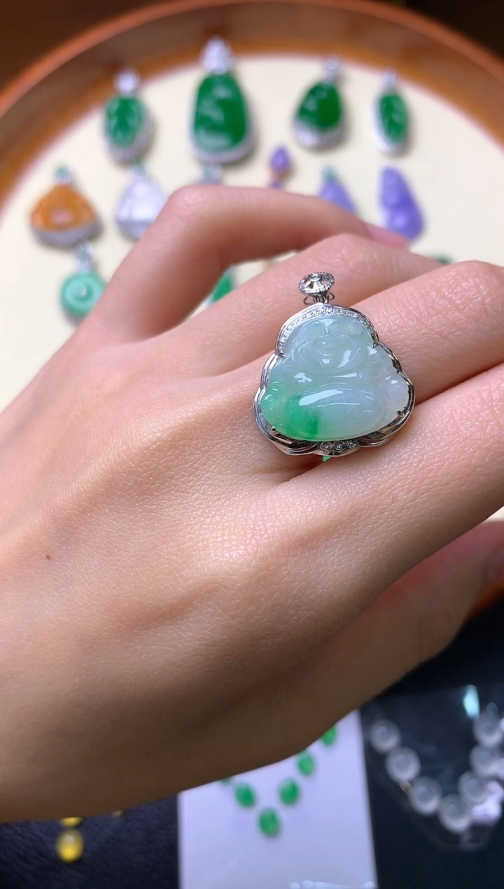 【闪购商品】翡翠吊坠(赠链)18K金镶嵌裸石（镶嵌定制）