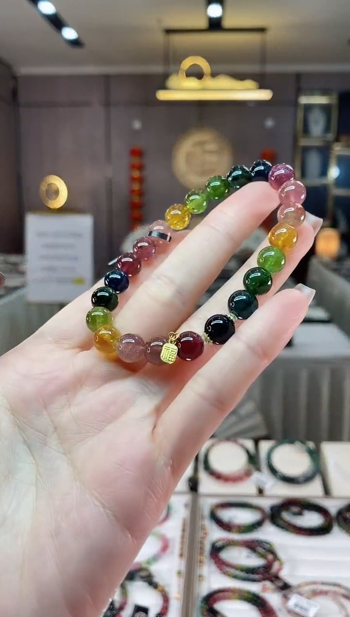 【闪购商品】碧玺单圈手串8mm+未镶嵌一物一证dan