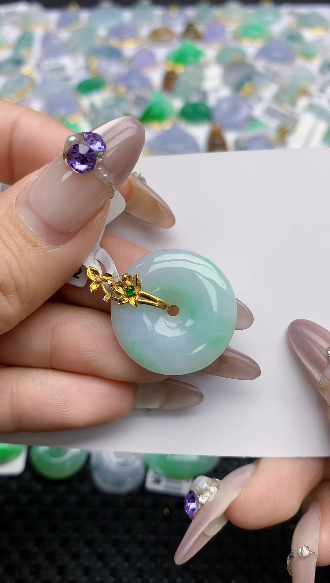 翡翠挂件18K金镶嵌31    天然翡翠A货