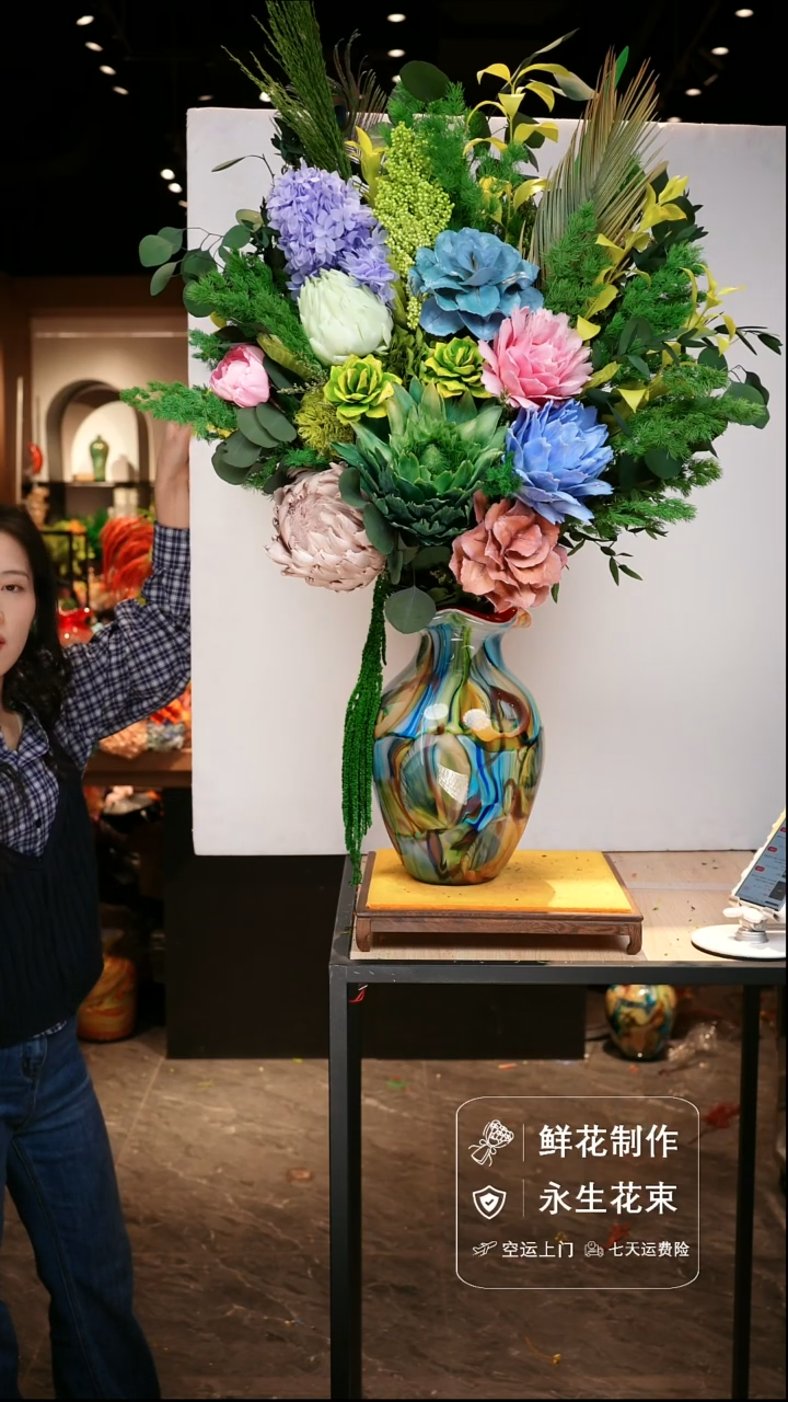 手工艺品琉璃手工花器花束空运包邮送货上门-以图片为准