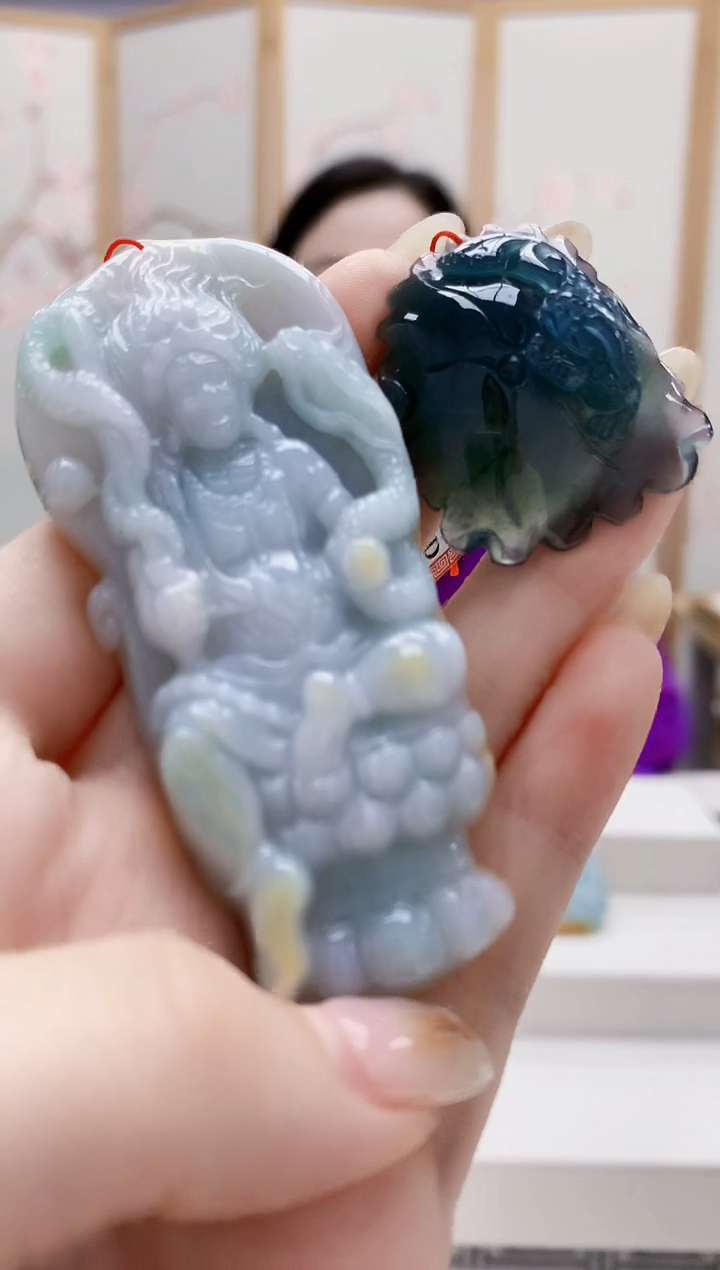 未镶嵌定制翡翠4852jw-毛货挂件一对46