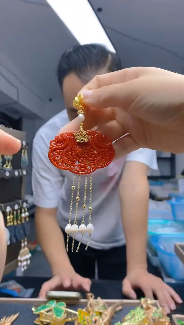 【闪购商品】翡翠耳饰合金0237翡翠压襟