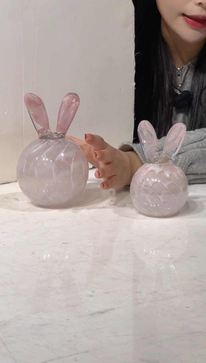 【闪购商品】琉璃粉色兔子一对