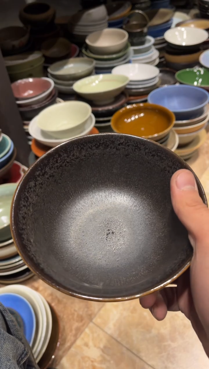 【闪购商品】瓷片327黑金手工小碗1个