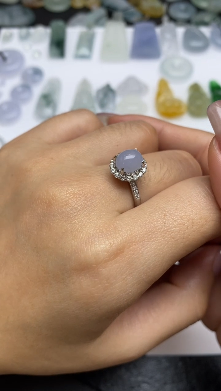 【闪购商品】定制翡翠银S925镶嵌翡翠戒指~