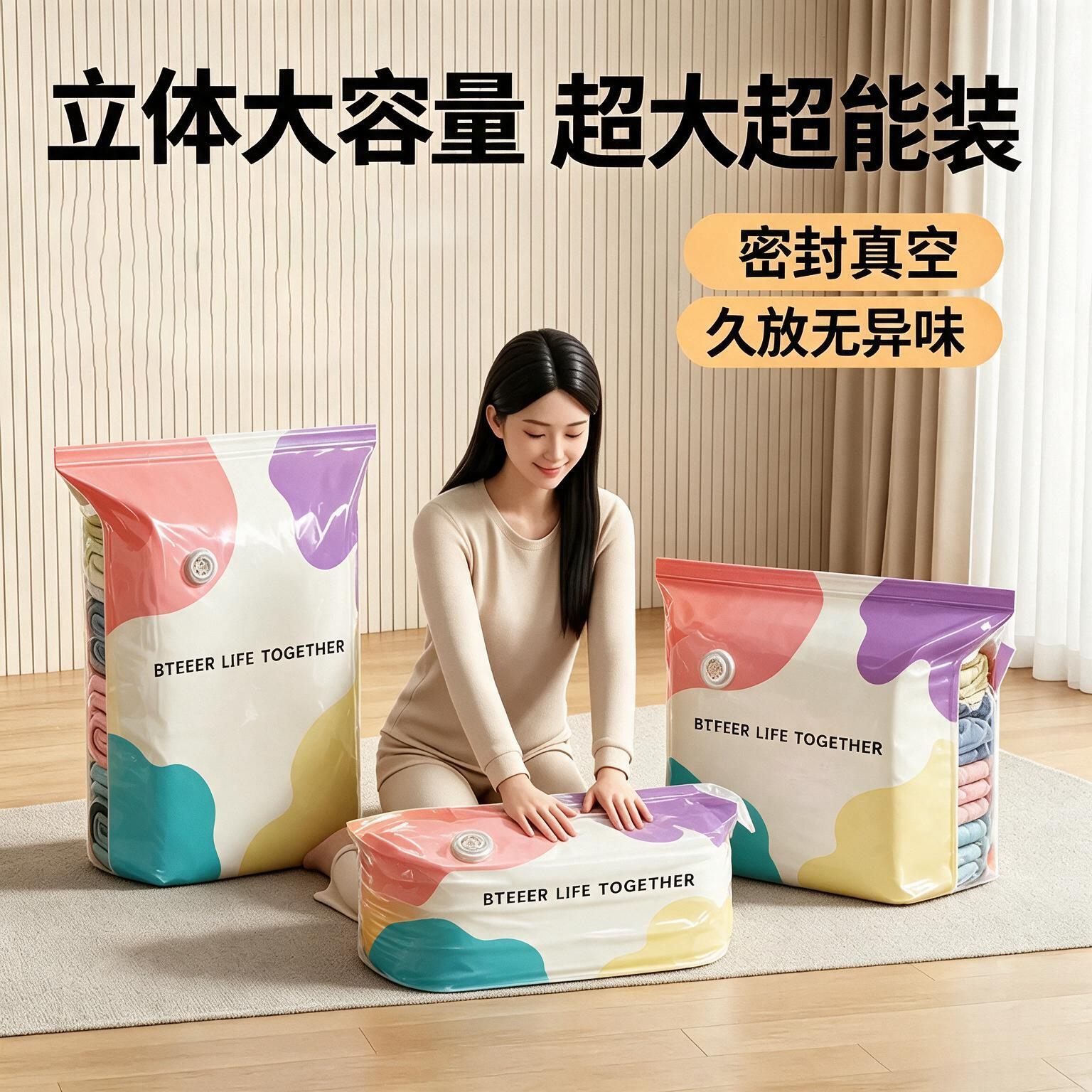 【5·99元3个】加厚家用抽压两用换季衣服棉被真空压缩收纳袋