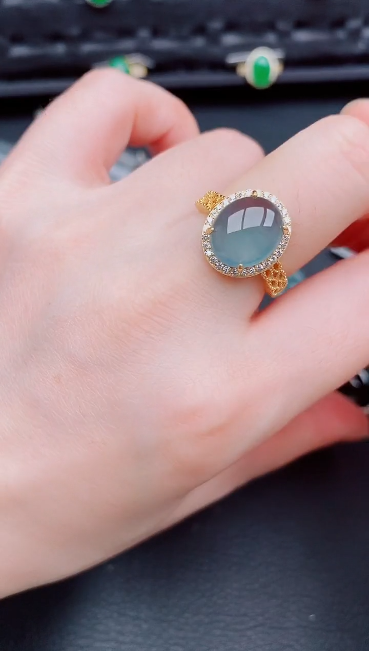 【闪购商品】翡翠戒指银S925镶嵌天然a货翡翠298