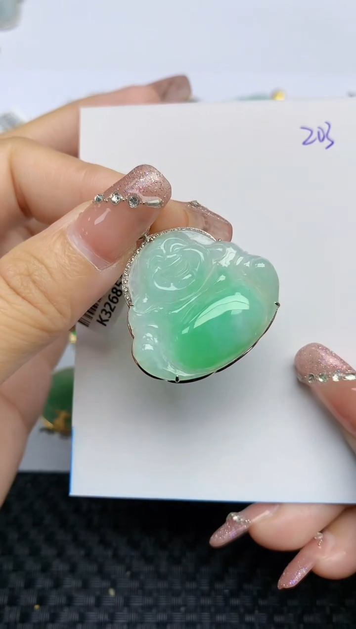 【闪购商品】翡翠颈饰18K金镶嵌天然A货翡翠 203