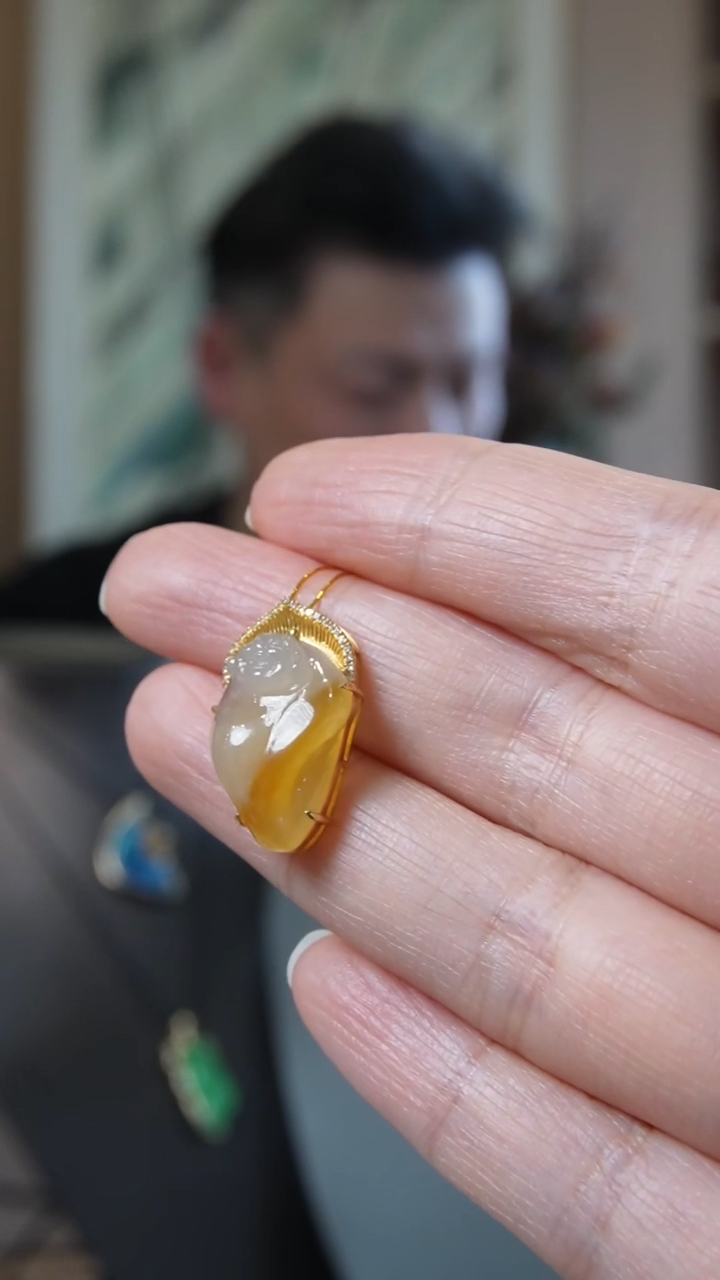 【闪购商品】翡翠颈饰18K金镶嵌天然缅甸翡翠吊坠