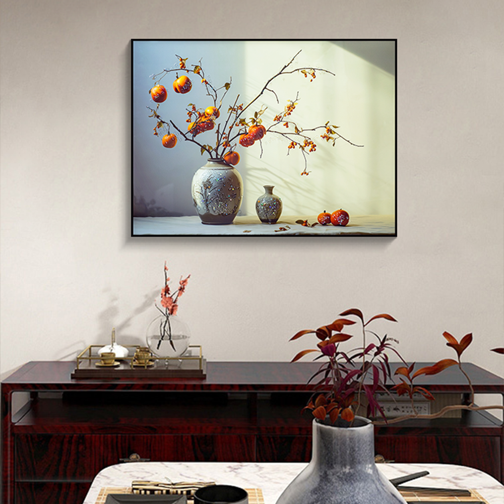 艺术装饰画壁画玄关卧室餐厅客厅沙发背景墙挂画晶瓷镶钻花瓶6080