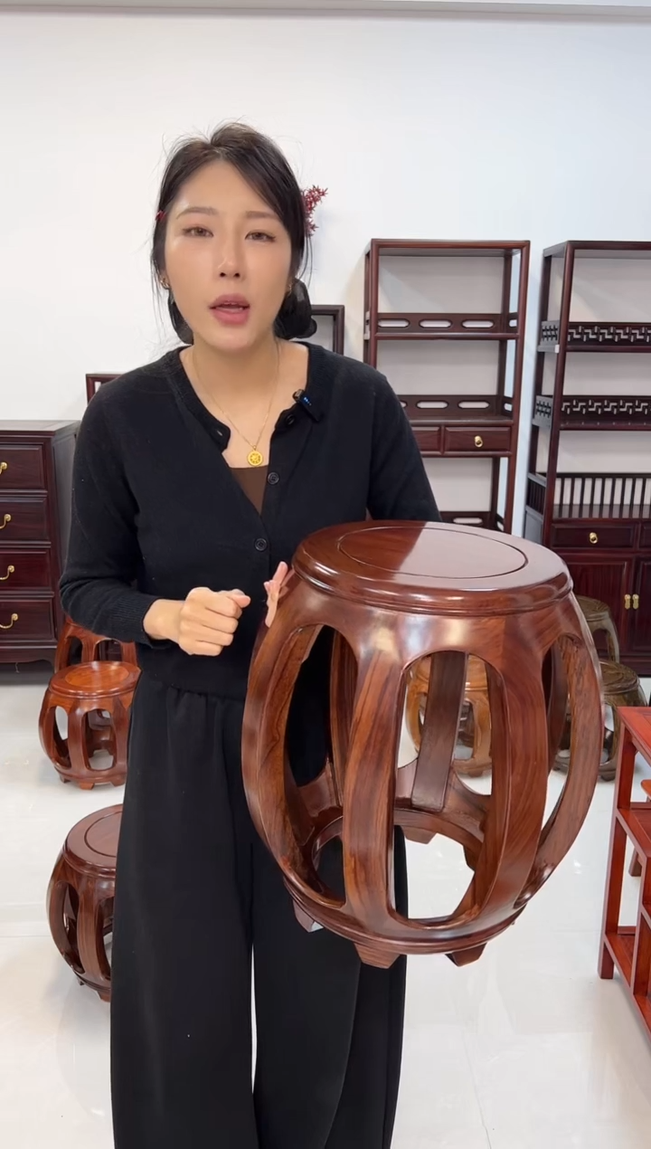 花梨木类家具花梨木大鼓凳胡桃色4张