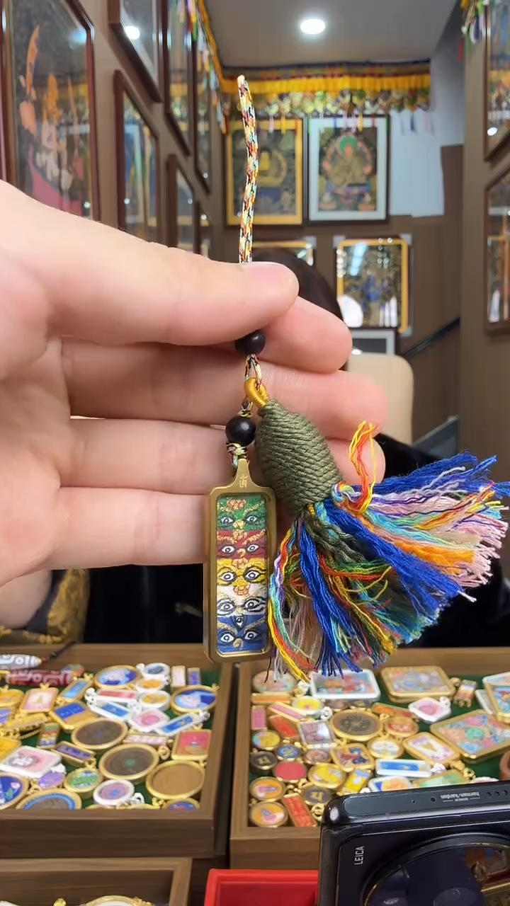 吊坠五路财神眼车挂-热贡纯手绘唐卡