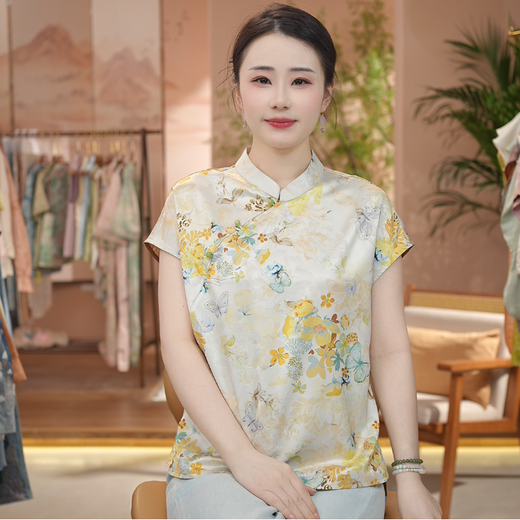 《花朝初遇-短袖》新中式提花国风时尚休闲透气短袖上衣