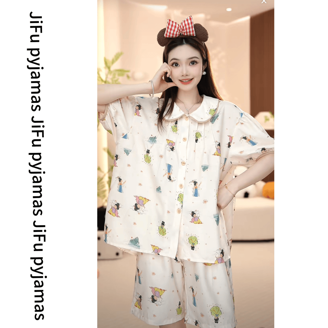 【唐娃娃】时尚高定轻奢夏季新款短袖长裤款家居服睡衣女套装甜美风
