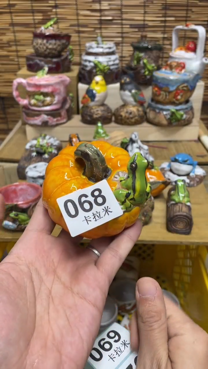 红**鱼068精美粗陶手工柴烧