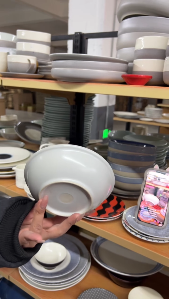 新骨瓷091瑕疵 哑光灰 5.5寸反口火锅碗