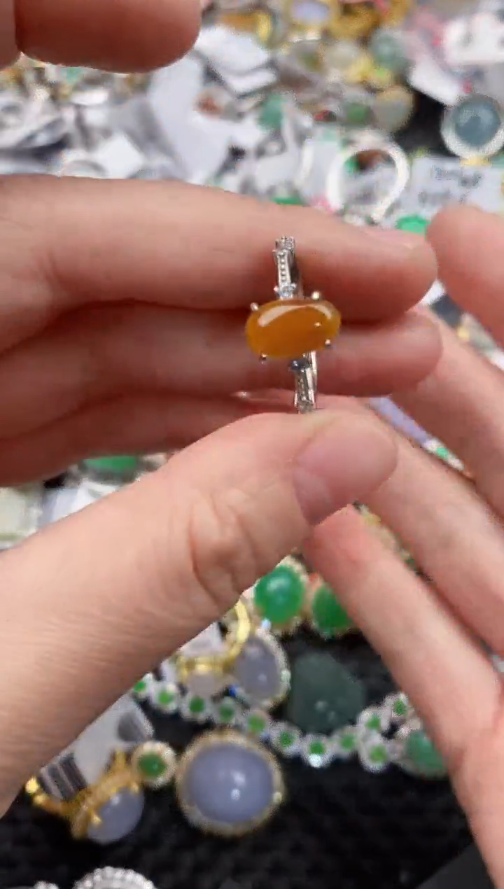 银S925镶嵌戒指翡翠444               9