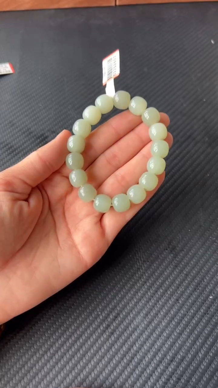 【闪购商品】和田玉手串未镶嵌且末微色差近矿卡12 老型珠