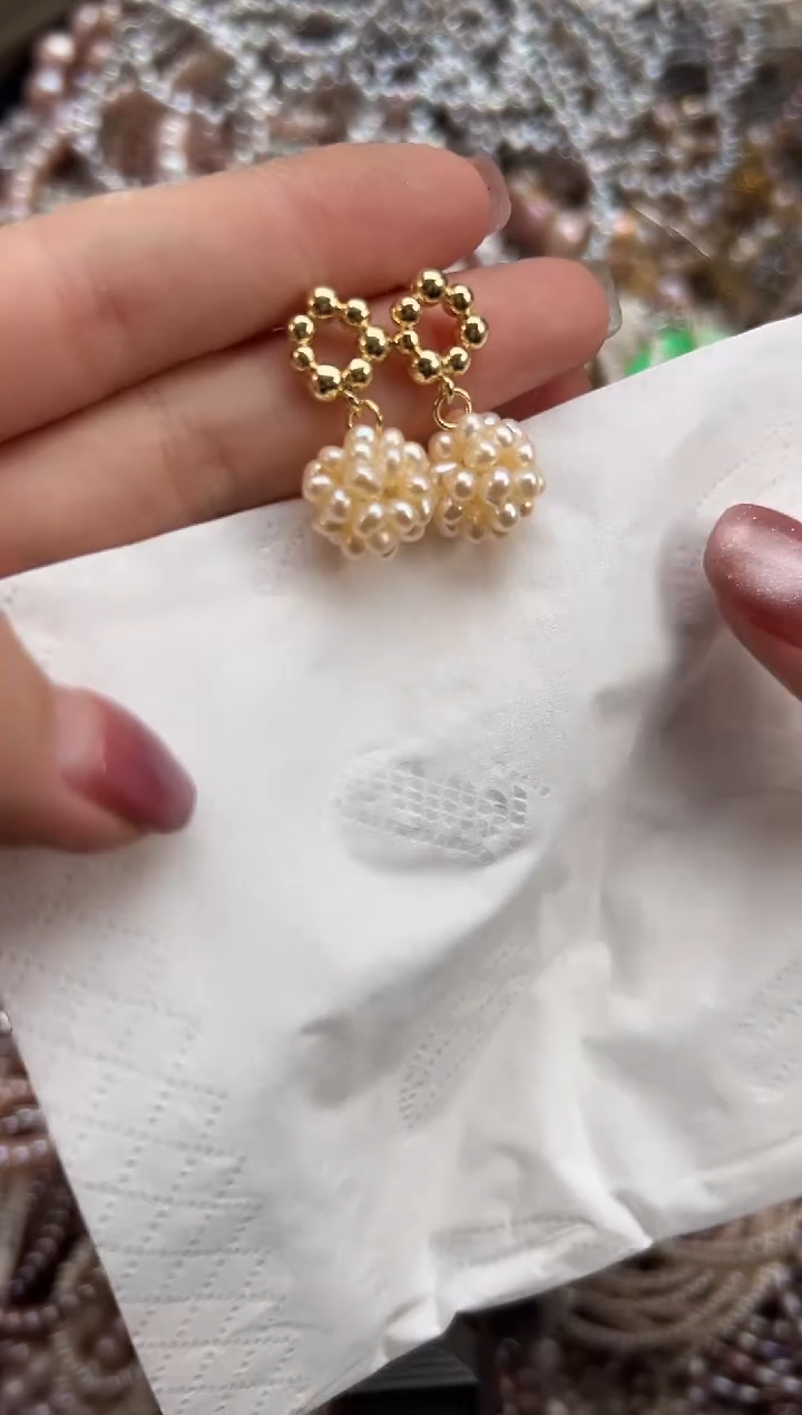 未镶嵌73淡水珍珠编织款*耳钉
