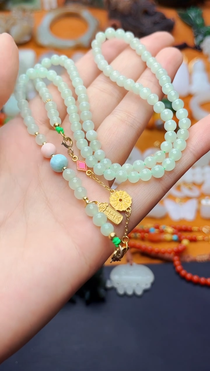 和田玉银S925镶嵌颈饰万能链