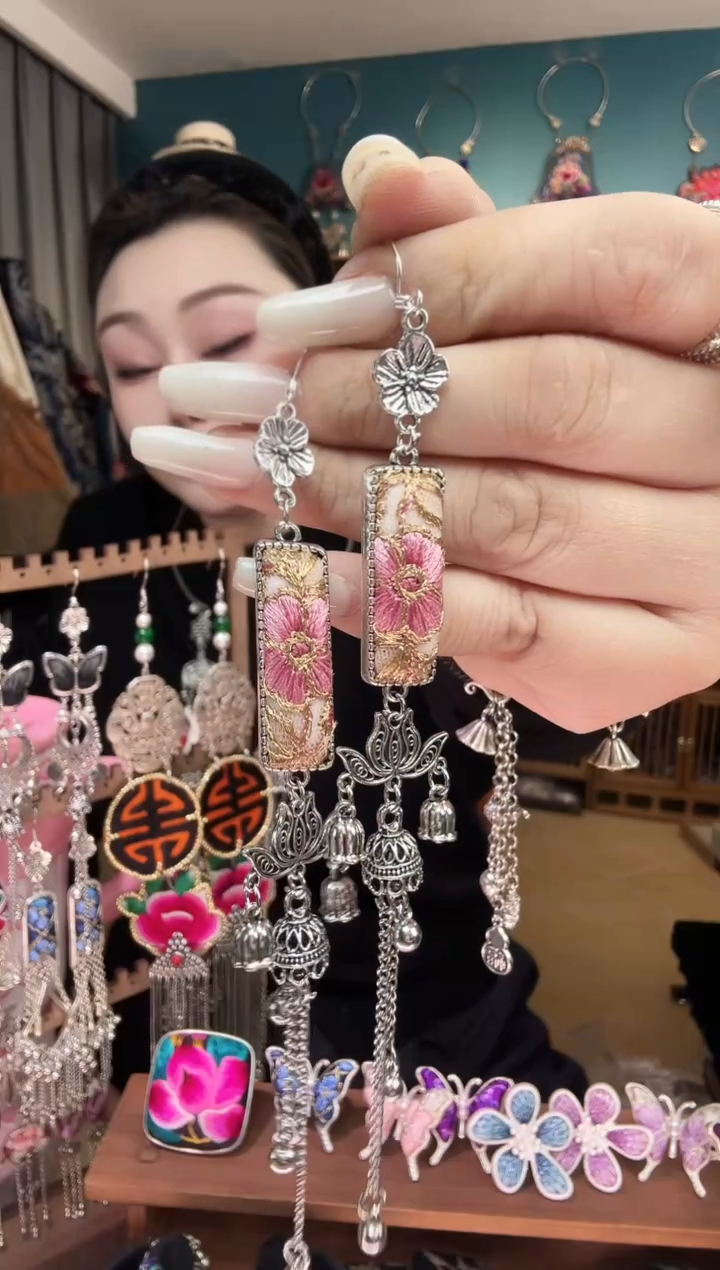 刺绣纯手工民族风刺绣耳环