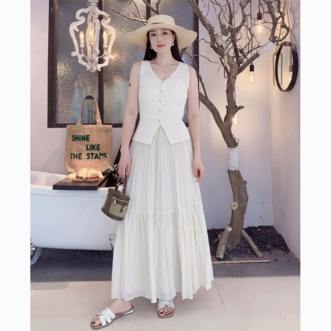 艾诺丝2025夏装新款气质显瘦百搭A字半身裙女中长款裙子50613557