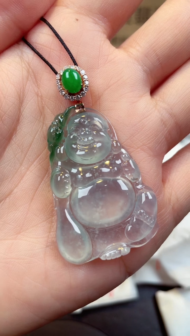 【闪购商品】翡翠颈饰18K金镶嵌天然缅甸翡翠A货