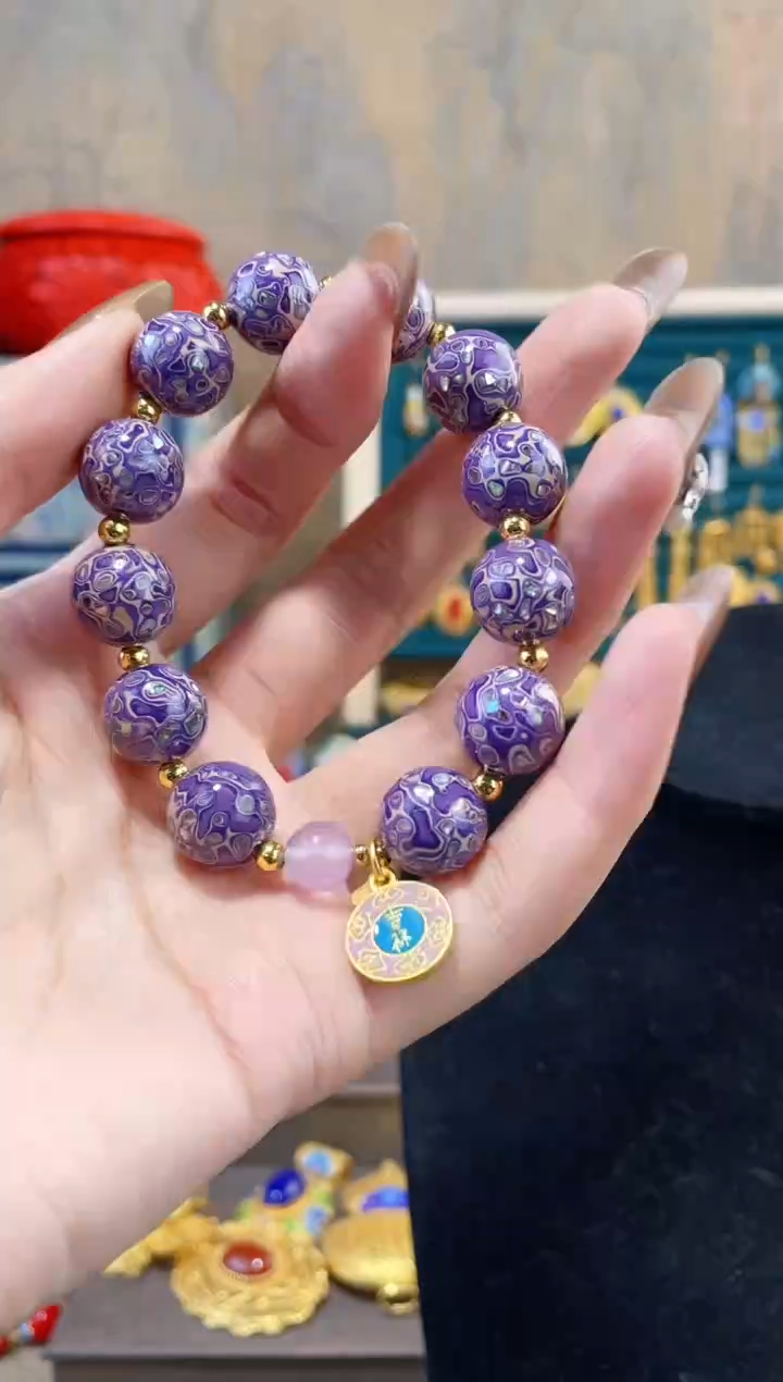 【闪购商品】非遗犀皮漆精品手串紫色