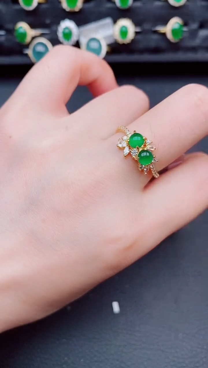 翡翠戒指银S925镶嵌天然a货翡翠95