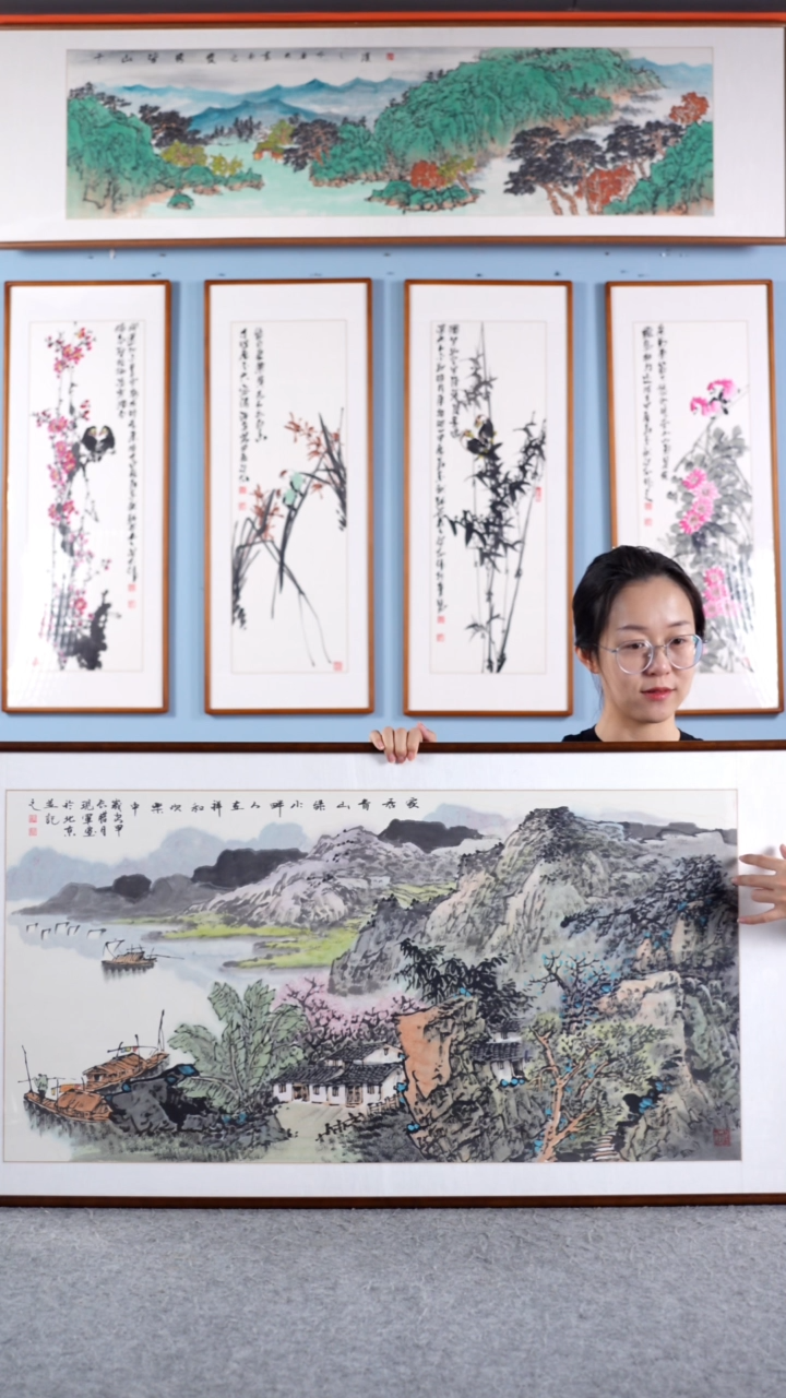 【闪购商品】国画张现军《家居青山绿水畔》手绘122*62