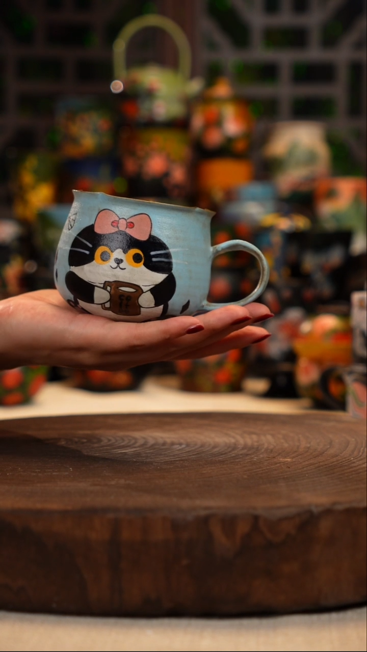 油画   手绘 釉下彩  脏脏杯