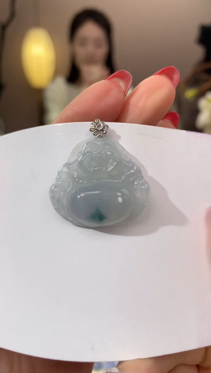 【闪购商品】翡翠颈饰18K金镶嵌天然缅甸a货翡翠