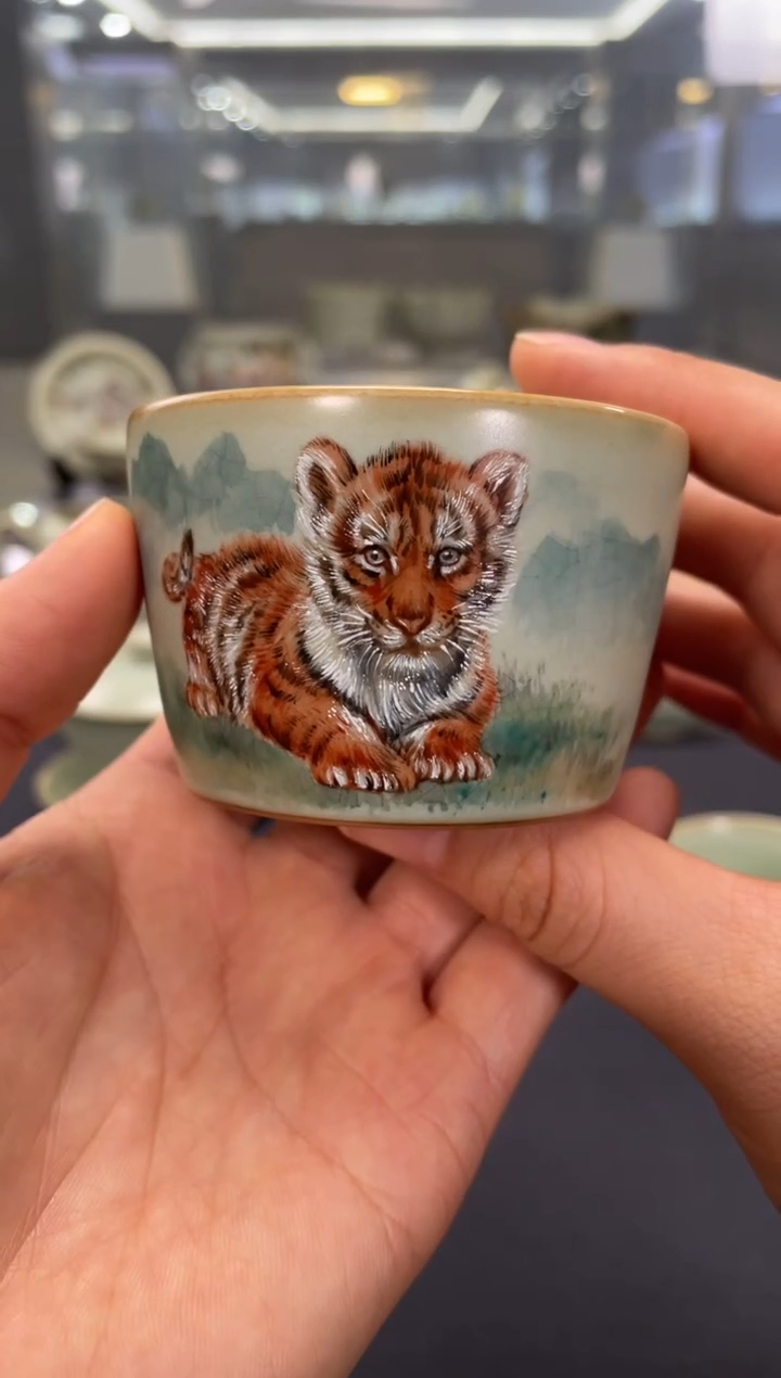 【闪购商品】周泽堂余秀华彩绘君子竹节杯（虎）