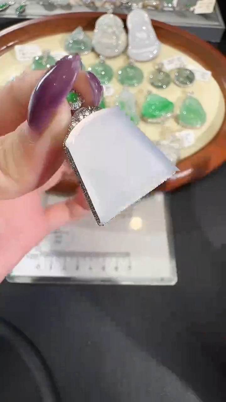 吊坠(不含链)18K金镶嵌翡翠【源头工厂】钻石镶嵌