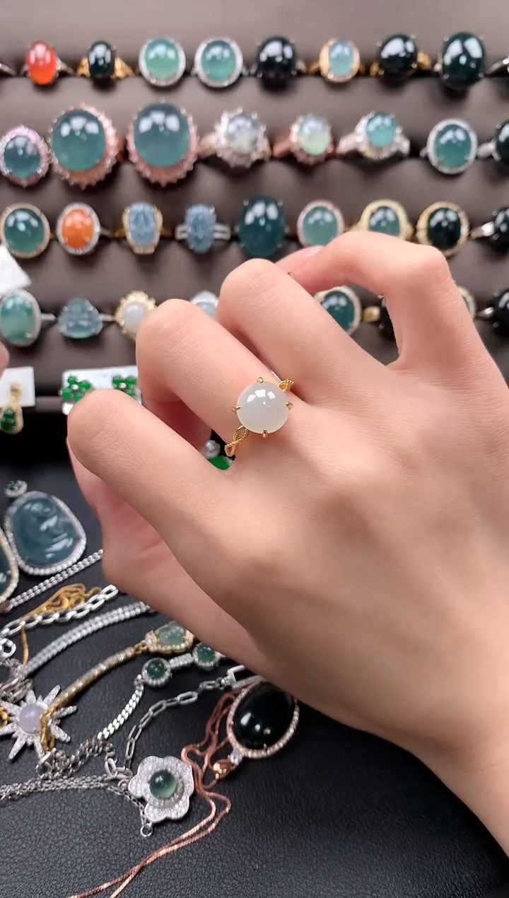 【闪购商品】翡翠戒指银S925镶嵌432432423