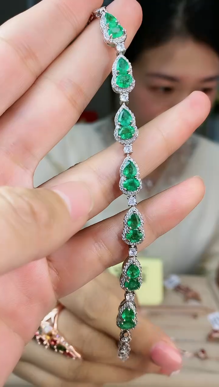 【闪购商品】祖母绿手链银S925镶嵌手链