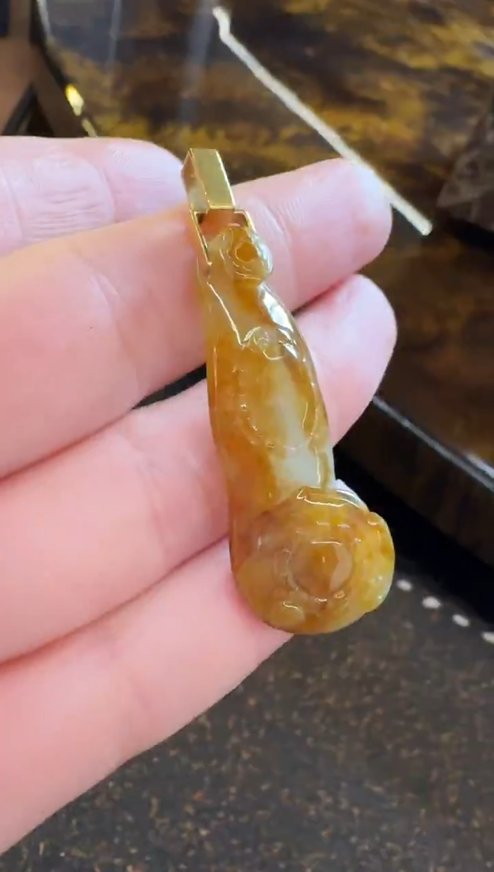 吊坠(不含链)18K金镶嵌翡翠吊坠