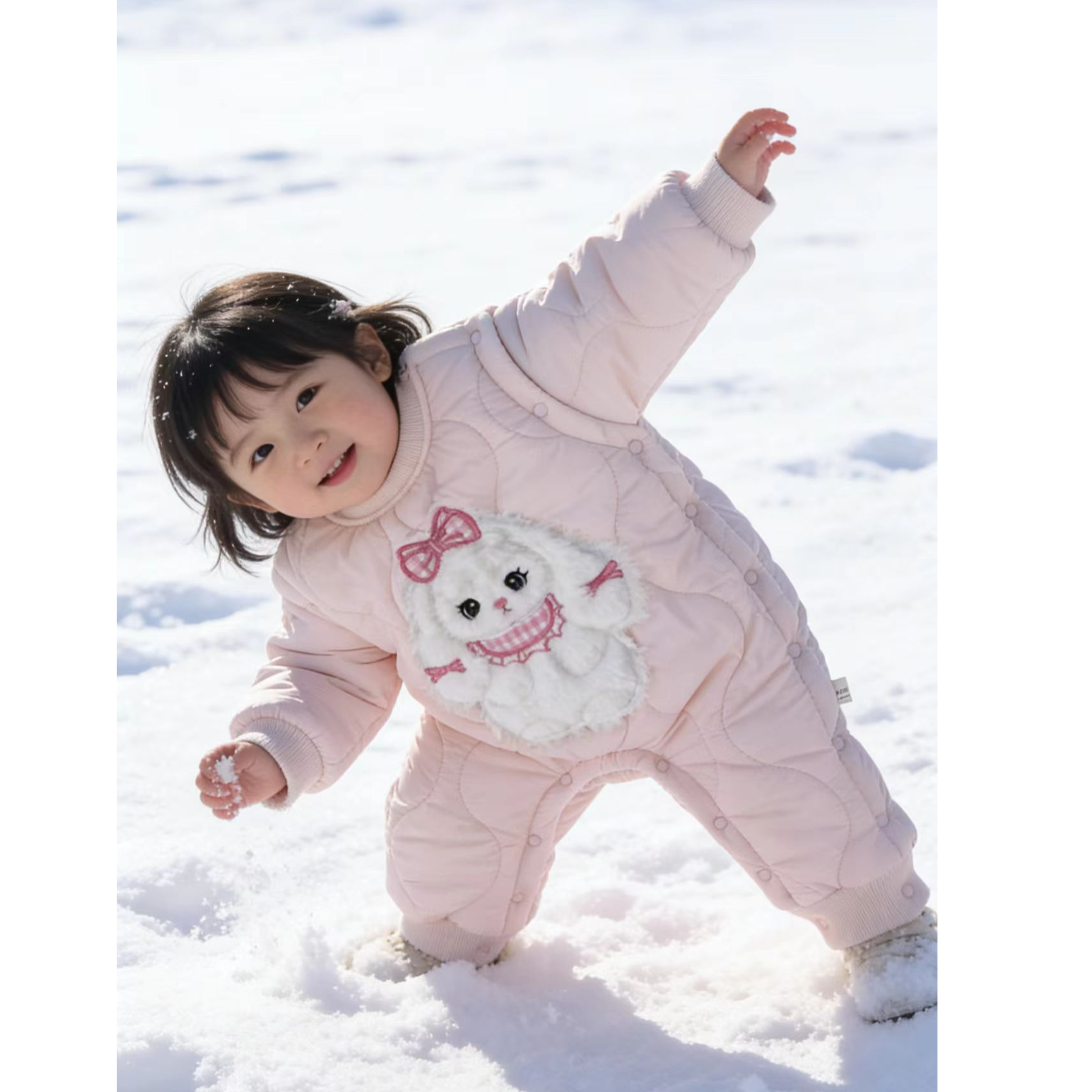 三防婴幼儿连身衣宝宝斜襟偏开棉服冬季保暖爬爬服棉衣ax