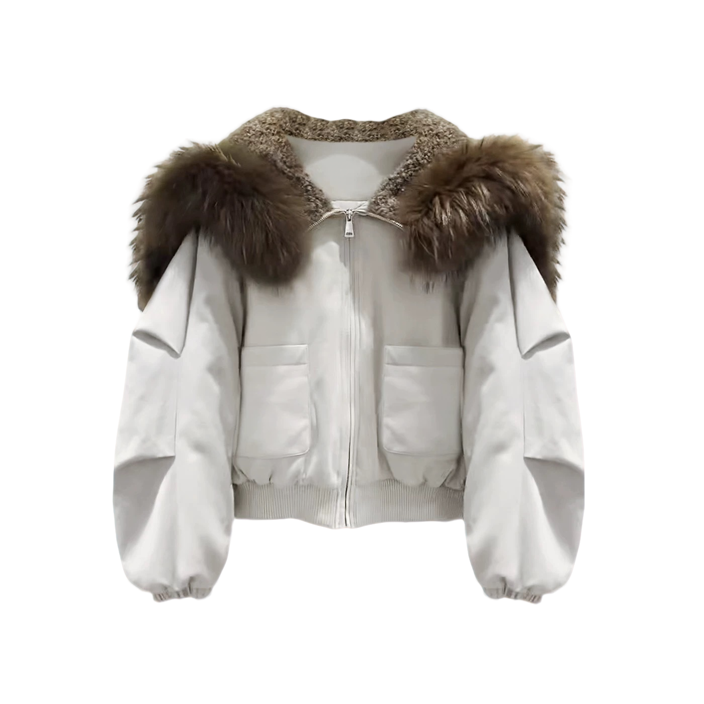 AW251182   秋冬可拆卸毛领麂皮绒短款鹅绒服