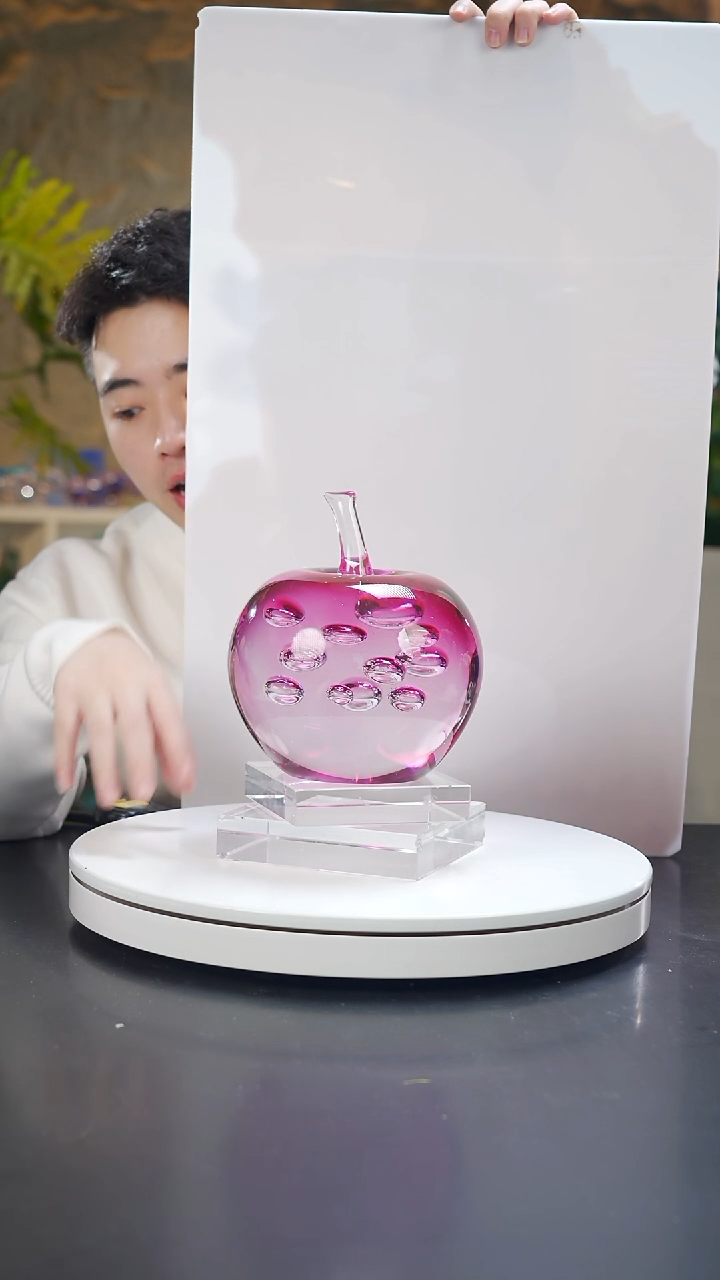 手工艺品琉璃金红色气泡工艺苹果摆件