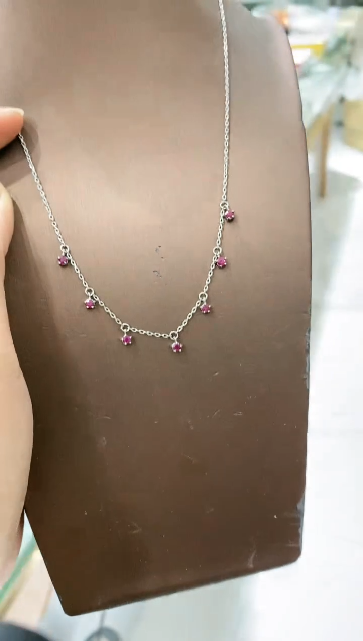 【闪购商品】红宝石颈饰银S925镶嵌项链