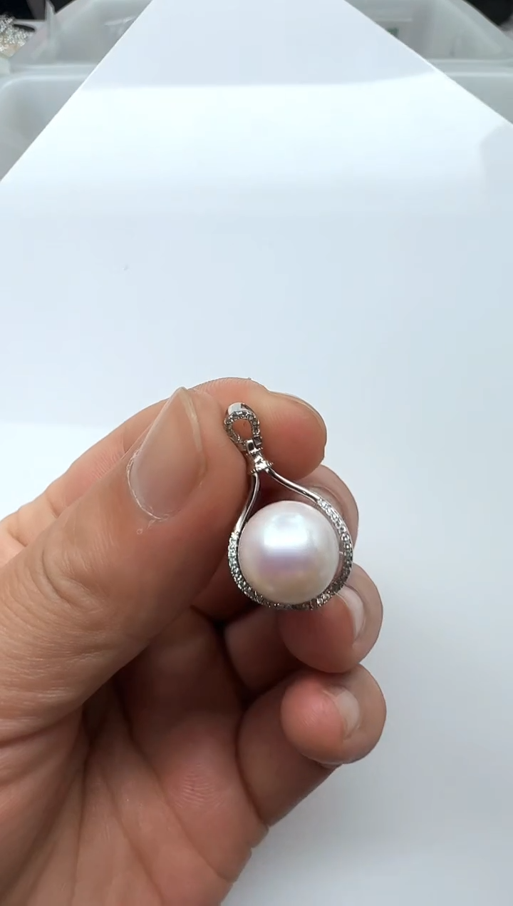 【闪购商品】淡水珍珠AQ银S925镶嵌珍珠吊坠@@V313
