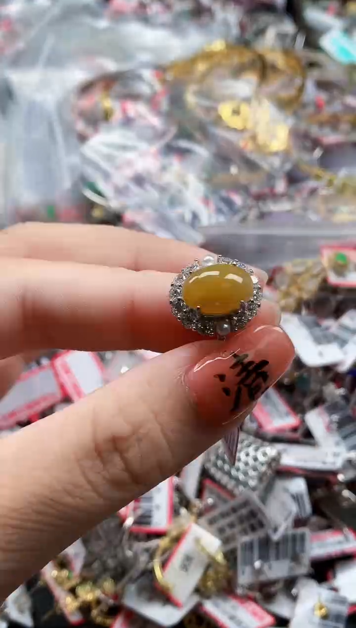 银S925镶嵌戒指翡翠天然A货缅甸翡翠