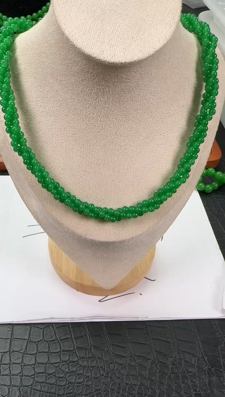 未镶嵌翡翠耳饰小米麻花项链