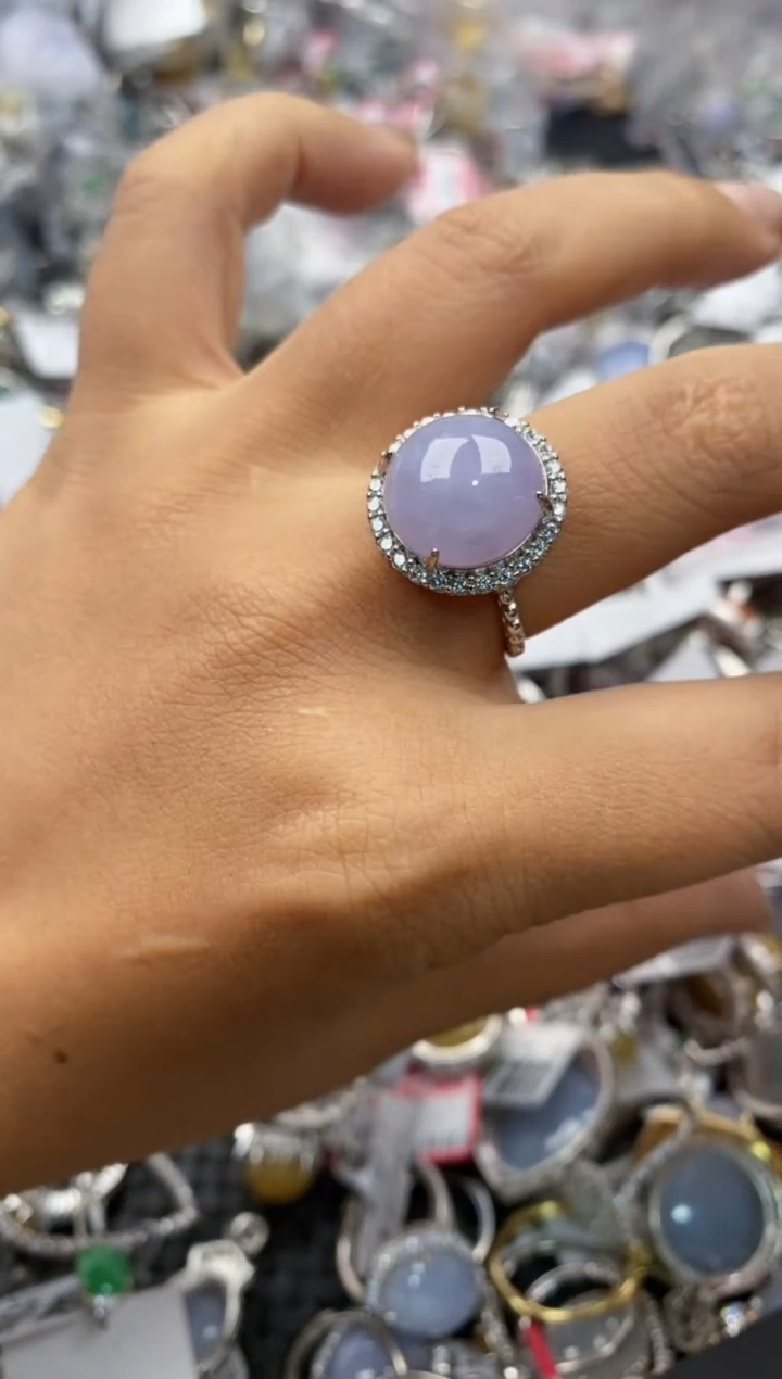 银S925镶嵌戒指翡翠8888----6